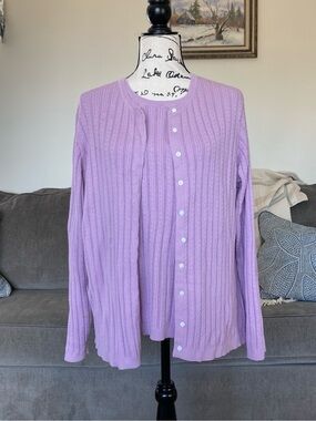 Foxcroft lilac button-front sweater + matching sleeveless top